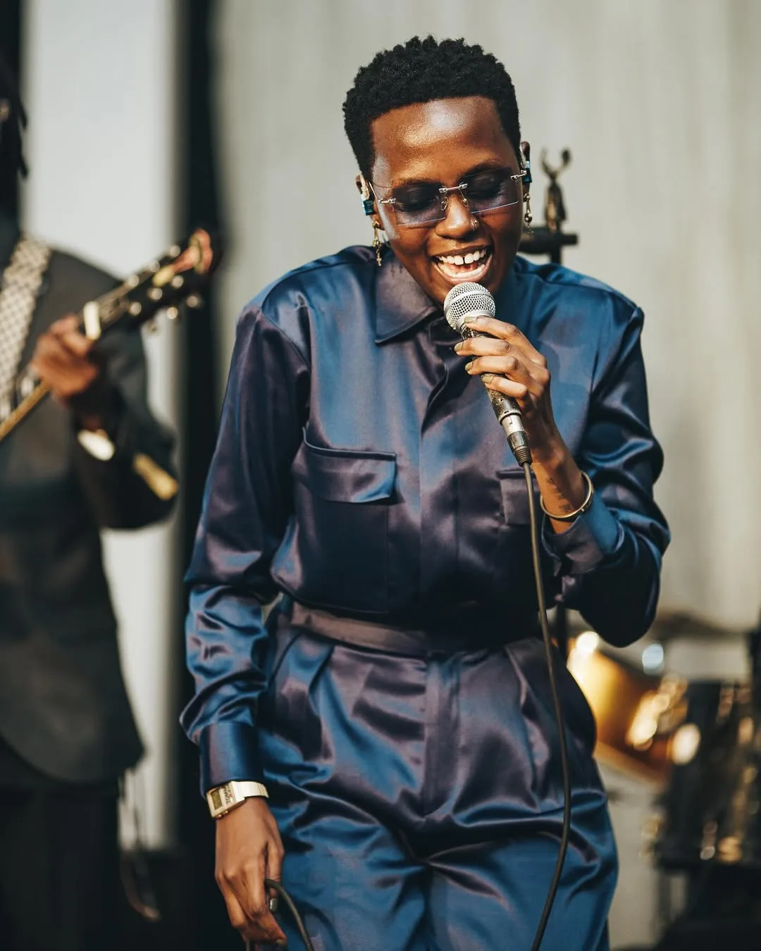 Azawi performing on stage